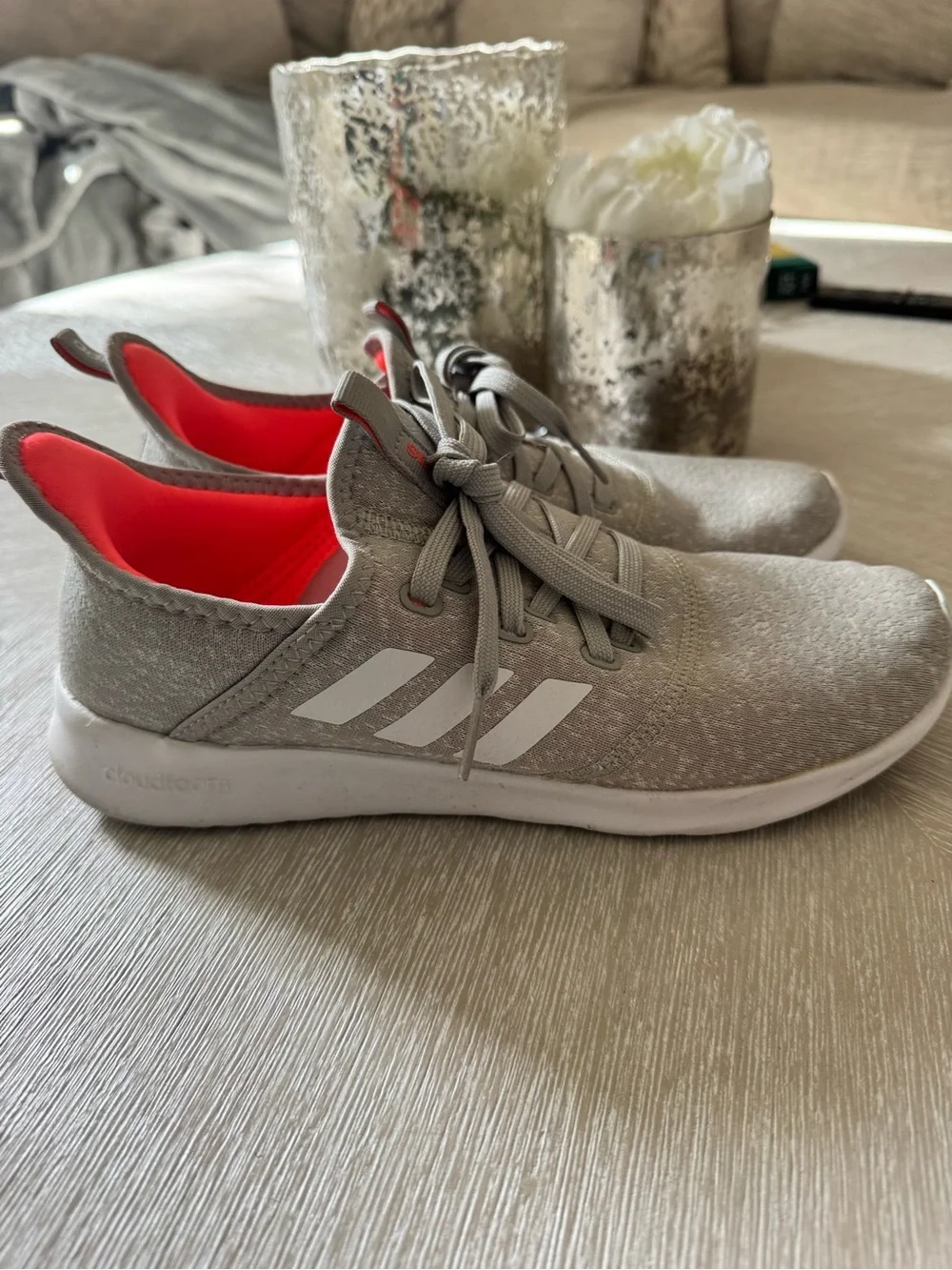 adidas Cloud Knit Athletic Shoes with Orange Interior